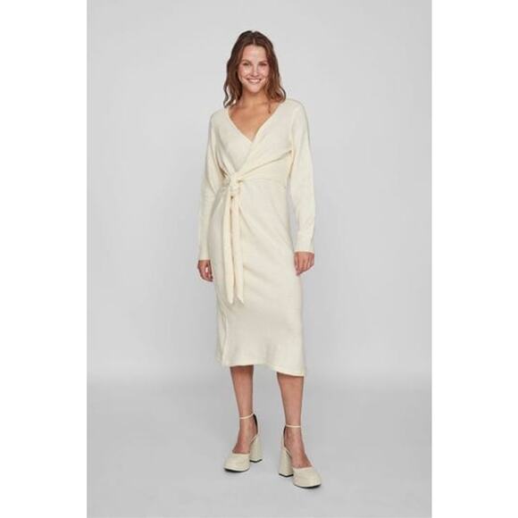 NWT Evoked Vila Womens Curve Viemma L/S Wrap Mid Calf Knit Dress Size US 22 - Picture 1 of 11